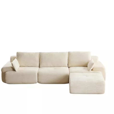 Chaise longue Whisen Modern Memory Foam Compressed Chaise longue con otomana móvil tapizada en pana, 8 de 12