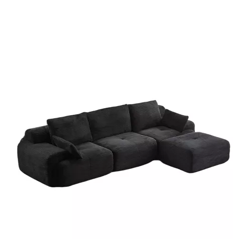 Chaise longue Whisen Modern Memory Foam con otomana móvil y tapizado en pana, 1 de 12