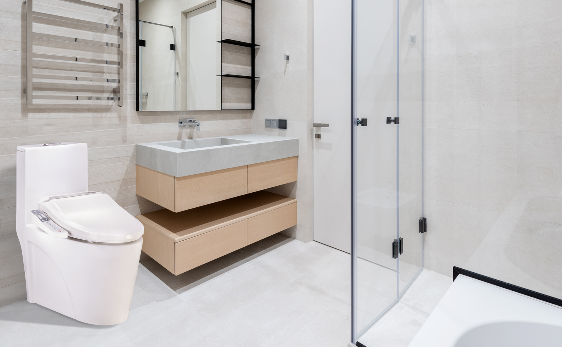 R FLORY Abattant WC Japonais Lavant électronique, Luxe Désodorisation Intelligent - FDB600 (Normal-EU) -Geberit || Grohe || ALLIBERT Soldes