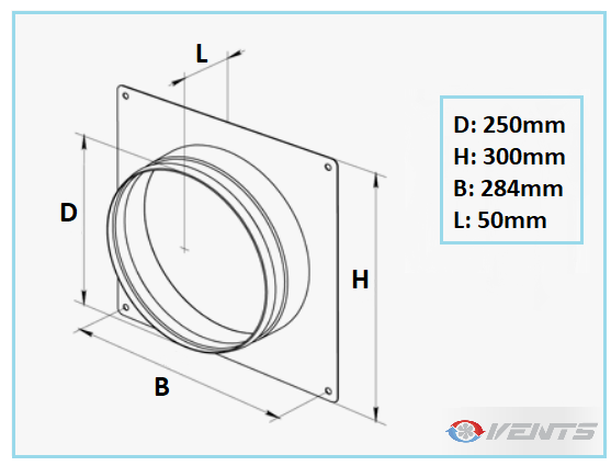 Connection métal pour gaine de ventilation flexible 250mm