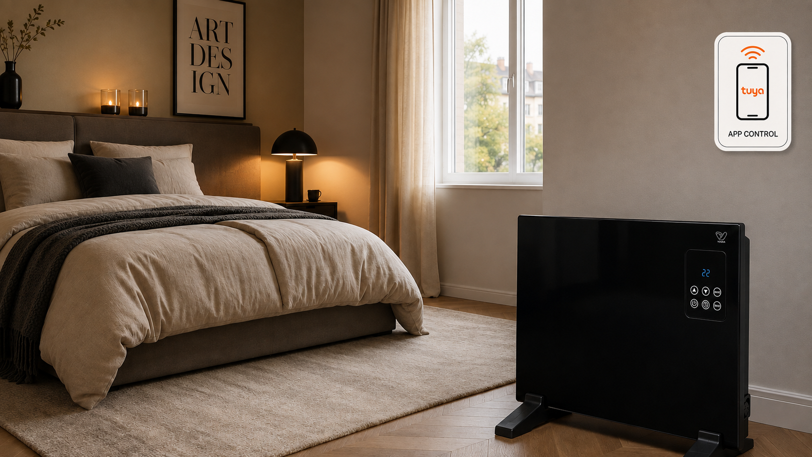 Radiateur électrique ALUMIA CONNECT contrôlable et programmable par smartphone