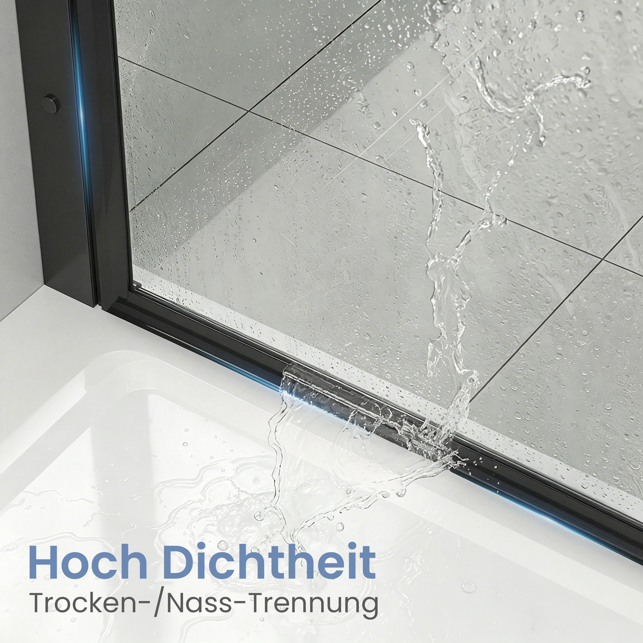 Duschkabine Falttür Duschabtrennung Walkin Duschwand Glas faltbar klappbar Begehbare Dusche Höhe 187 cm