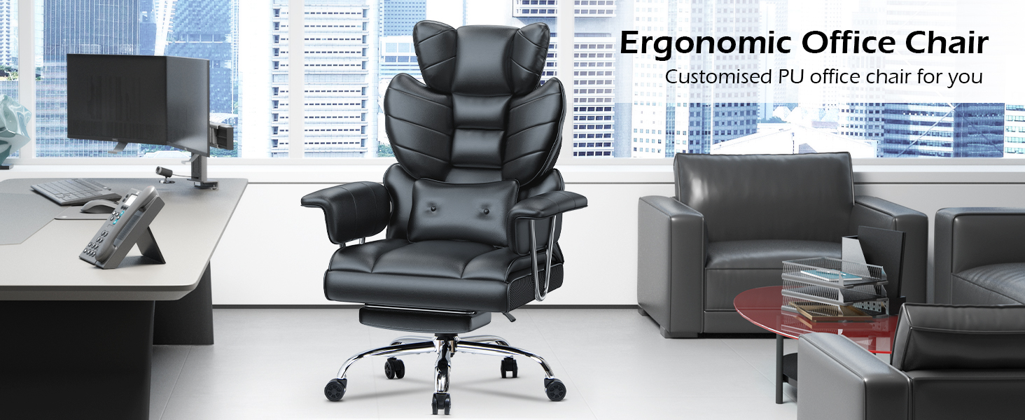 Fauteuil de bureau ergonomique Botifly en PU cuir