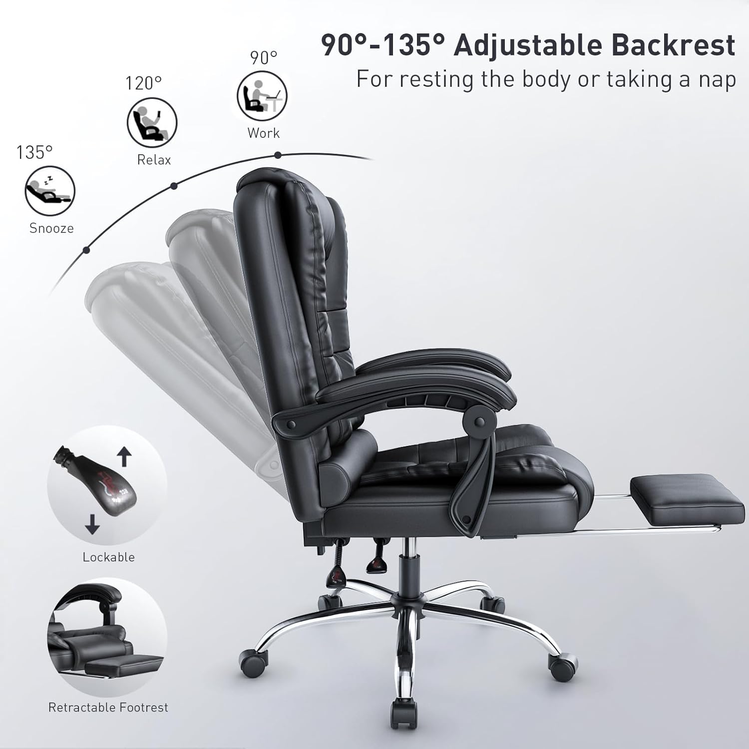 Dossier inclinable 90°-135° avec repose-pieds
