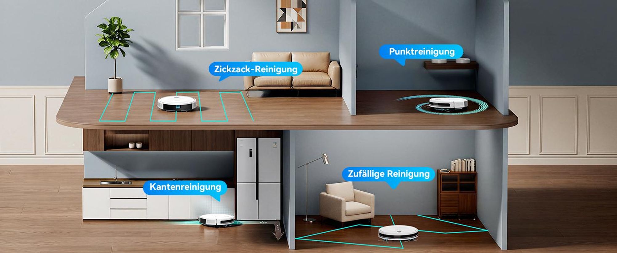 Staubsauger Roboter 10000Pa-Redroad E2 -Ultradünn & Leise, 150 Min Laufzeit, Ideal für Teppiche, Tierhaare und Hartböden, mit WiFi/Alexa/App-Steuerung