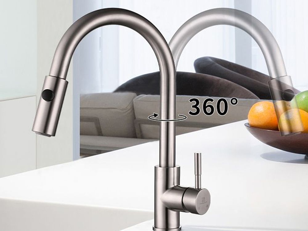 Küchenarmatur mit 2 Strahlarten Wasserhahn Küche ausziehbar Spültischarmatur Edelstahl Armatur Küche mit Brause Mischbatterie Küche Armatur