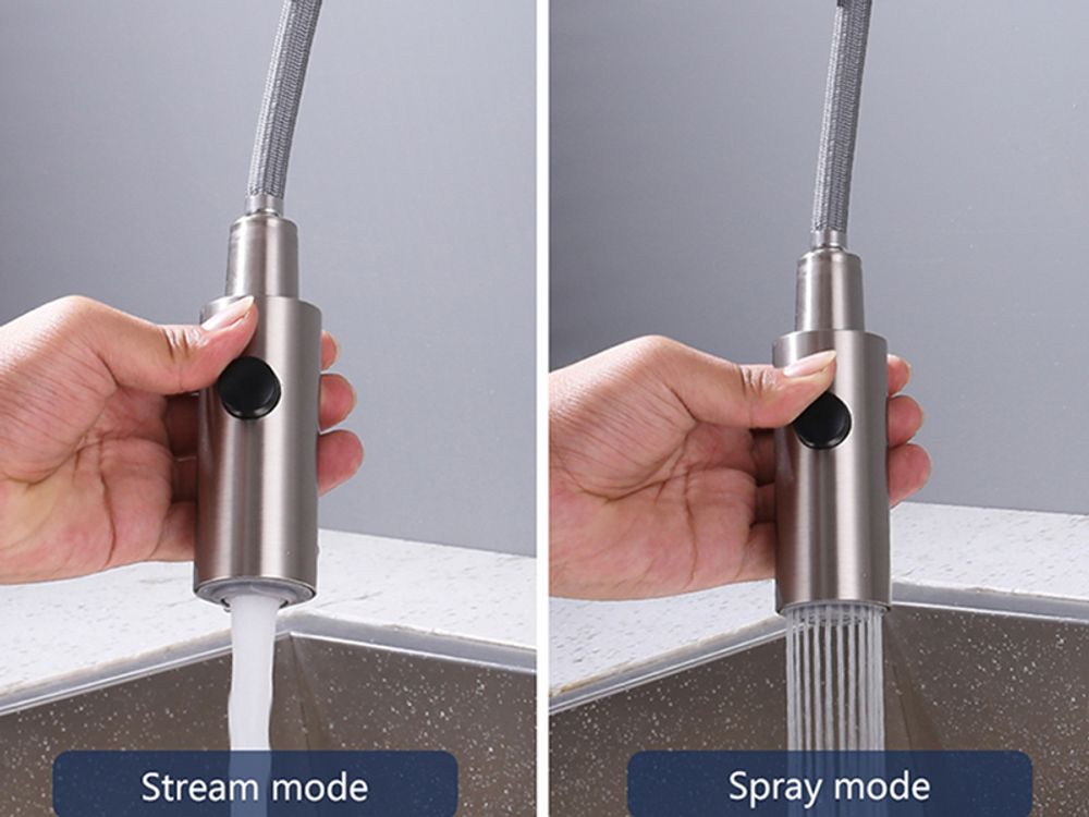 Küchenarmatur mit 2 Strahlarten Wasserhahn Küche ausziehbar Spültischarmatur Edelstahl Armatur Küche mit Brause Mischbatterie Küche Armatur