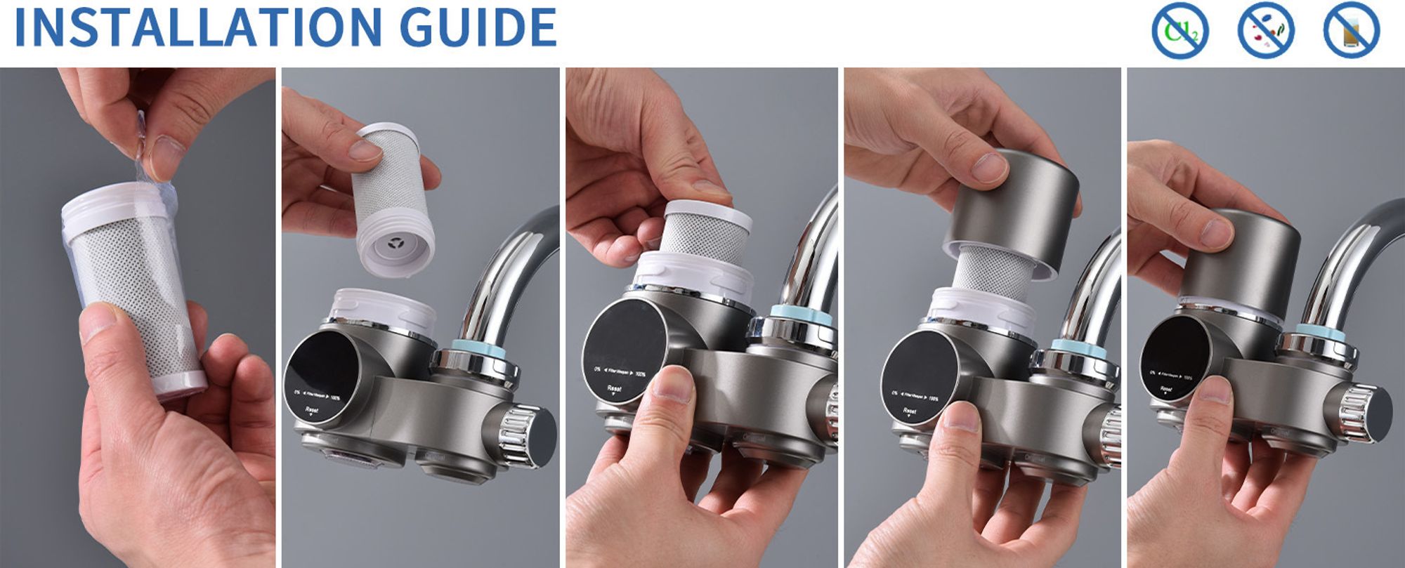 AiHom 2 Pack Wasserfilter Wasserhahn，Cartridges Für Den Armatur，Trinkwasser-Filter für Zuhause，Küche Aktivkohle Wasserhahnfiltersystem，Filterkartusche