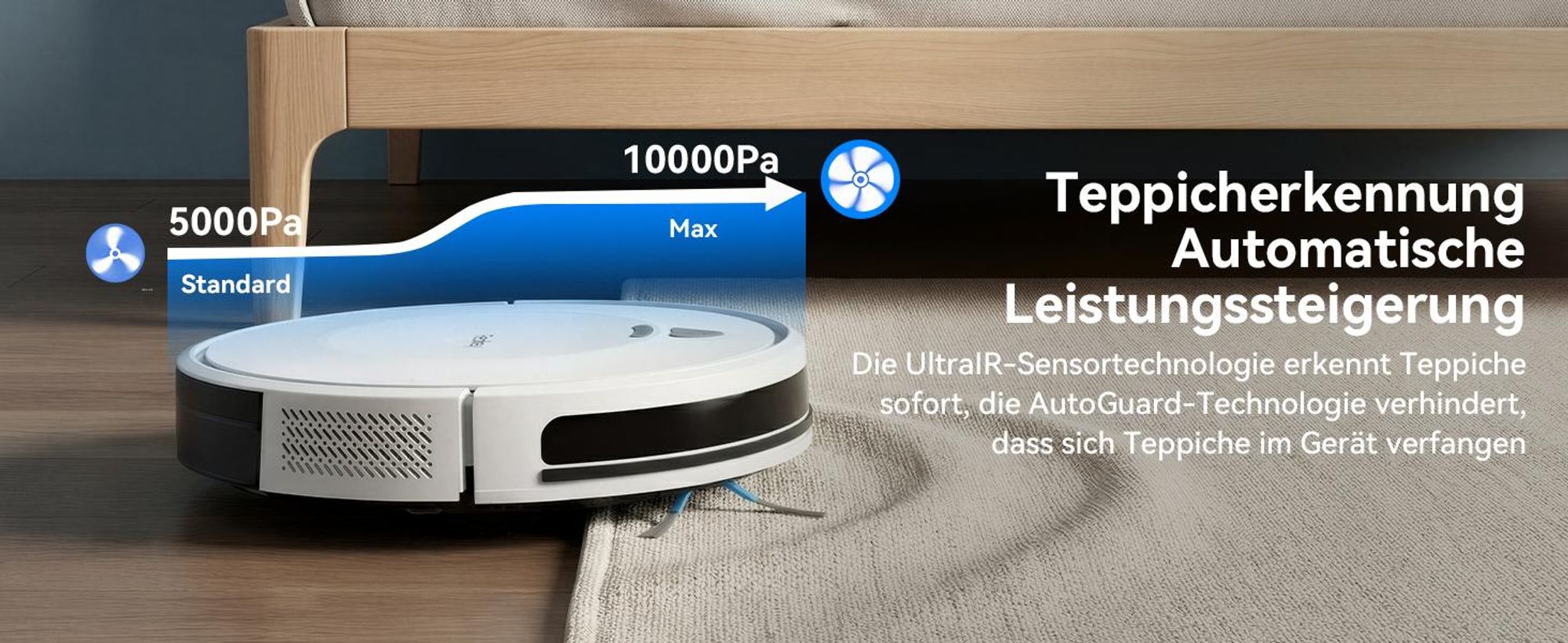 Staubsauger Roboter 10000Pa-Redroad E2 -Ultradünn & Leise, 150 Min Laufzeit, Ideal für Teppiche, Tierhaare und Hartböden, mit WiFi/Alexa/App-Steuerung
