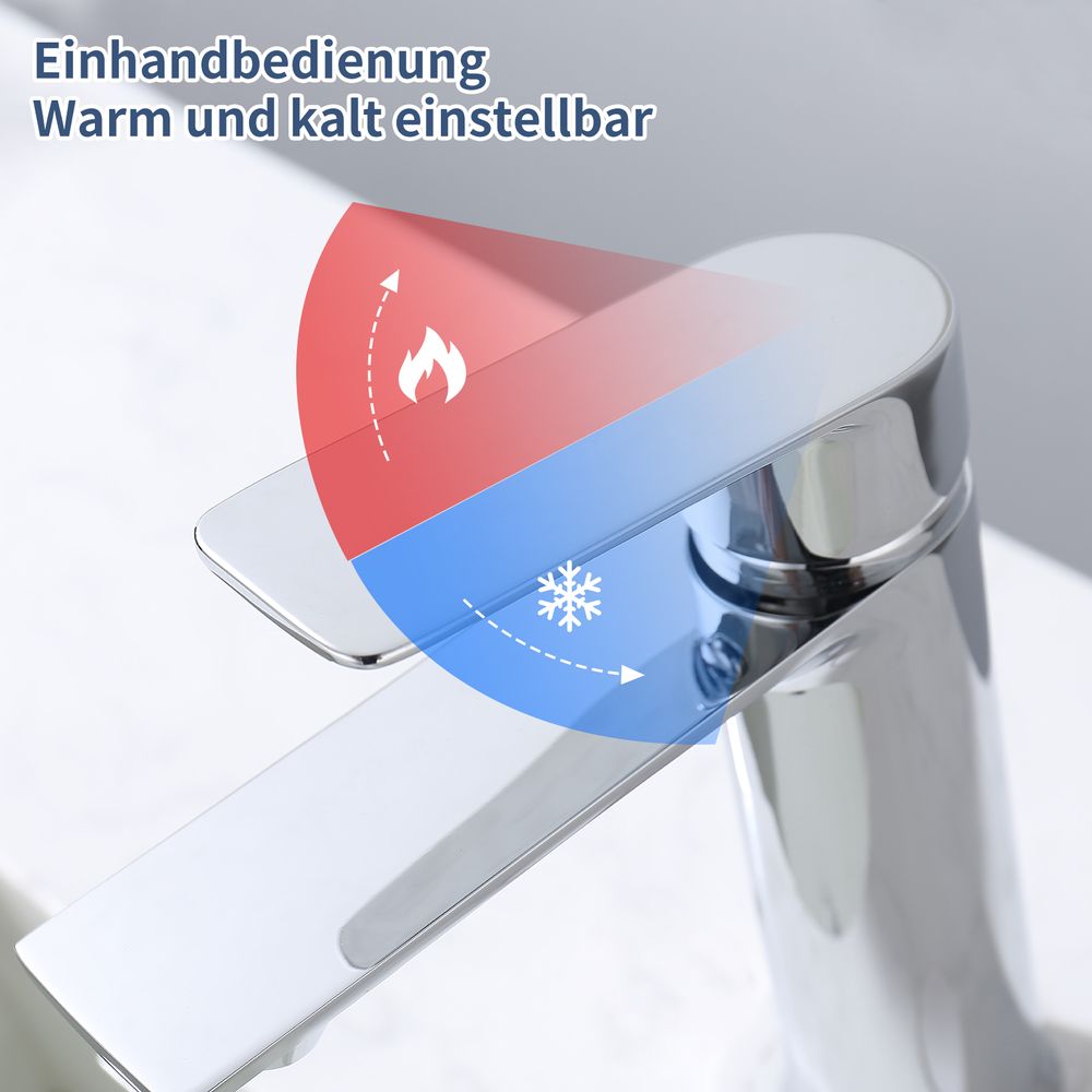 Wasserhahn Bad Chrom,Waschtischarmatur Bad,Armatur Mischbatterie,Waschbeckenarmatur Einhebelmischer Badezimmer,Waschbecken Armaturen SUS304