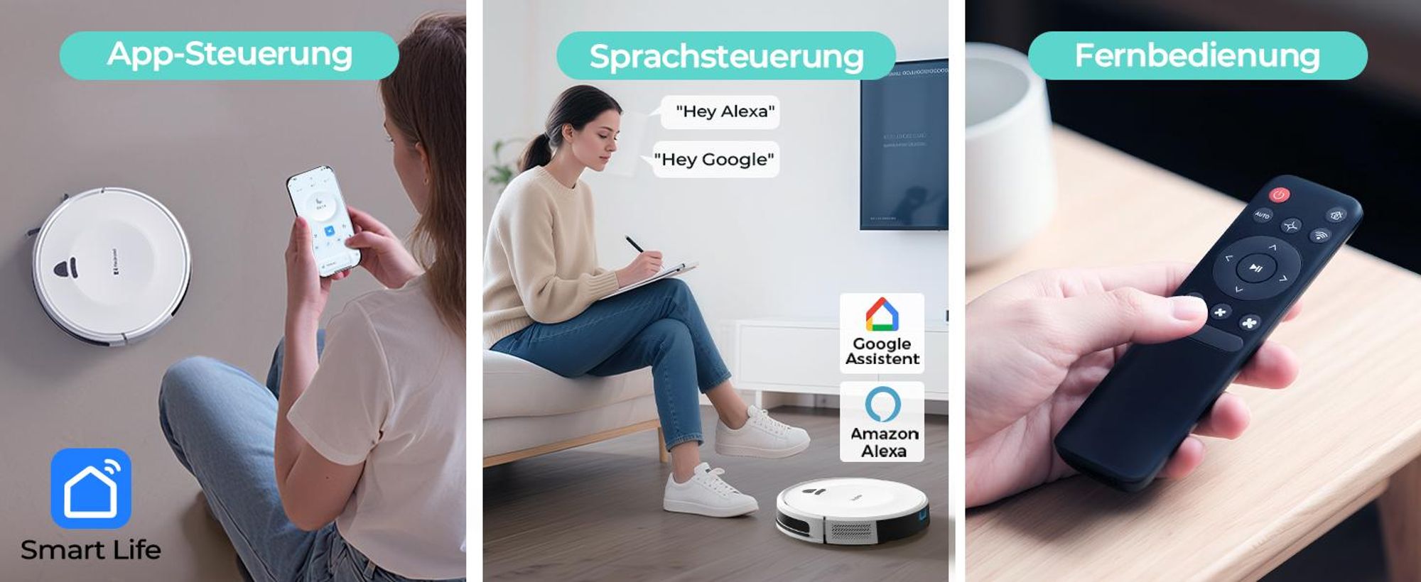 Staubsauger Roboter 10000Pa-Redroad E2 -Ultradünn & Leise, 150 Min Laufzeit, Ideal für Teppiche, Tierhaare und Hartböden, mit WiFi/Alexa/App-Steuerung