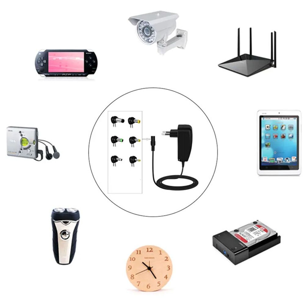 Universal Netzteil Ladegerät Steckernetzteil mit 7 Adapter Stecker 3V-12V 3A 3000mA AC DC 30W Aufsätze Ladekabel Netzgerät Notebook Laptop Retoo