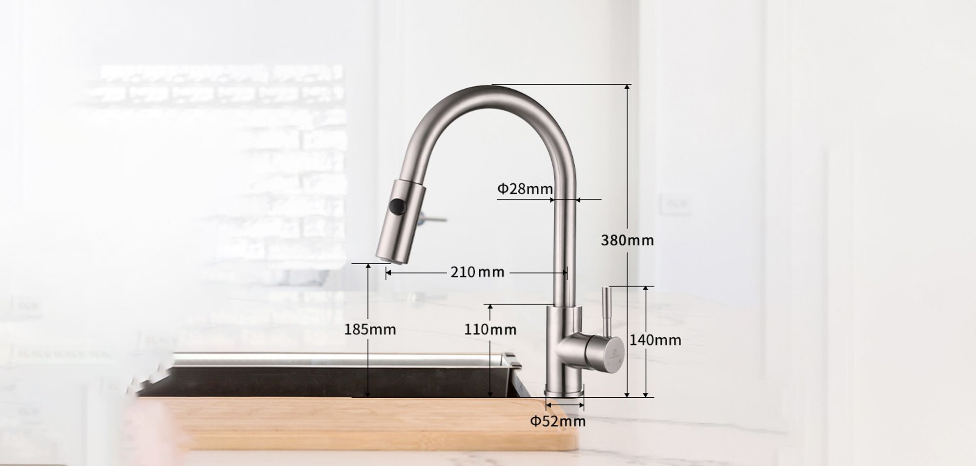 Küchenarmatur mit 2 Strahlarten Wasserhahn Küche ausziehbar Spültischarmatur Edelstahl Armatur Küche mit Brause Mischbatterie Küche Armatur
