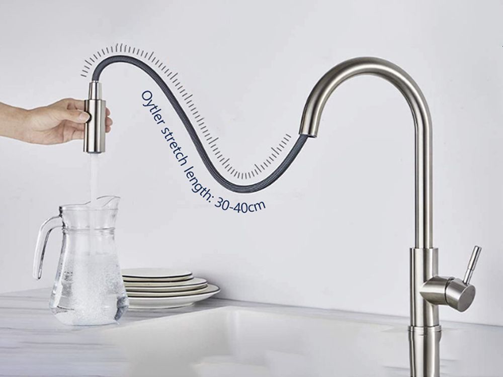 Küchenarmatur mit 2 Strahlarten Wasserhahn Küche ausziehbar Spültischarmatur Edelstahl Armatur Küche mit Brause Mischbatterie Küche Armatur