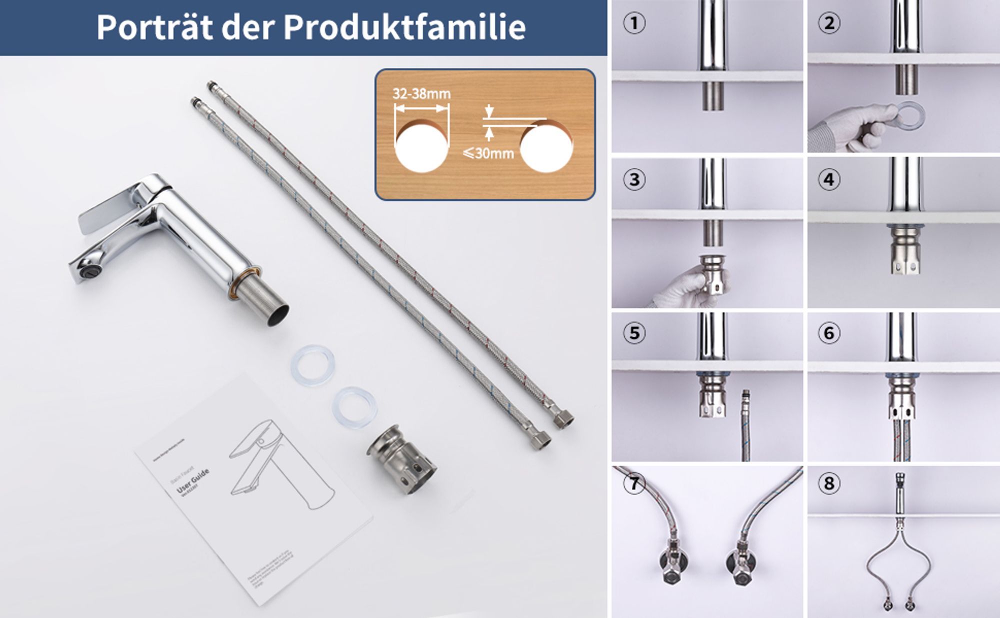 Wasserhahn Bad Chrom,Waschtischarmatur Bad,Armatur Mischbatterie,Waschbeckenarmatur Einhebelmischer Badezimmer,Waschbecken Armaturen SUS304