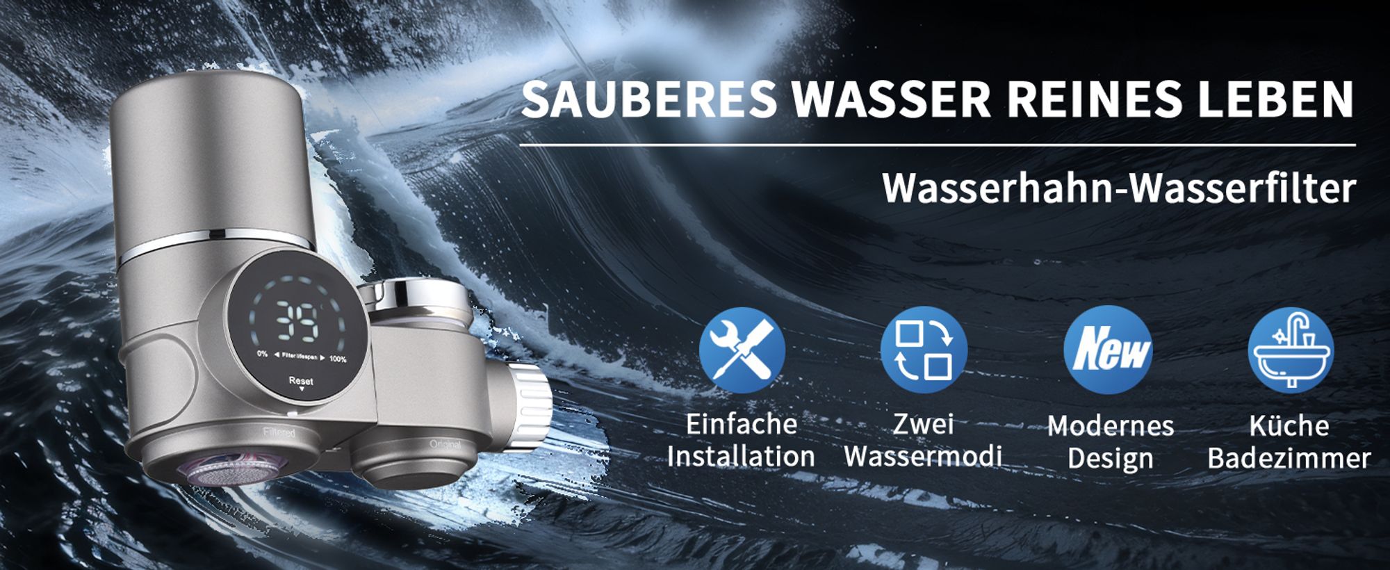 AiHom 2 Pack Wasserfilter Wasserhahn，Cartridges Für Den Armatur，Trinkwasser-Filter für Zuhause，Küche Aktivkohle Wasserhahnfiltersystem，Filterkartusche