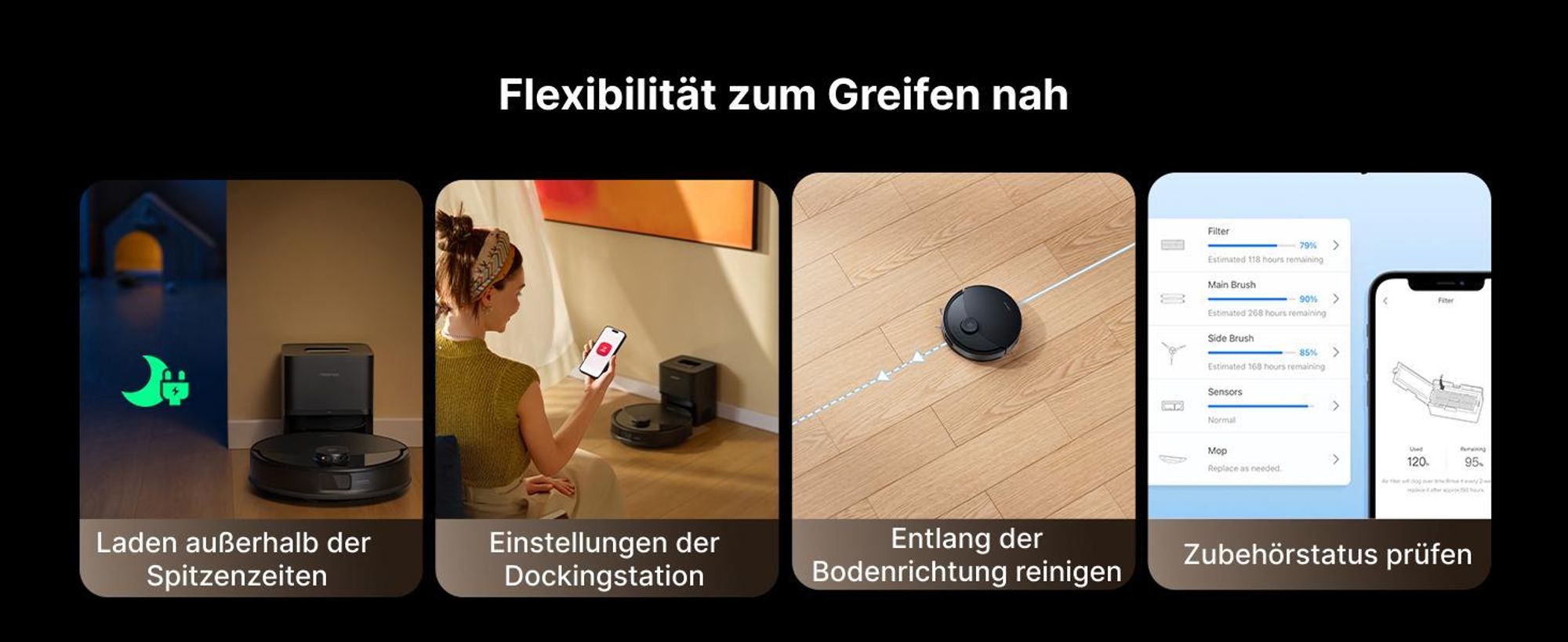 Roborock Q10 PF+ Staubsauger Roboter 10000 Pa (Upgrade von Q8 max+), Dual Anti-Tangle-System, inkl. 1L Bodenreiniger, Selbstentleerende Dock, Schwarz