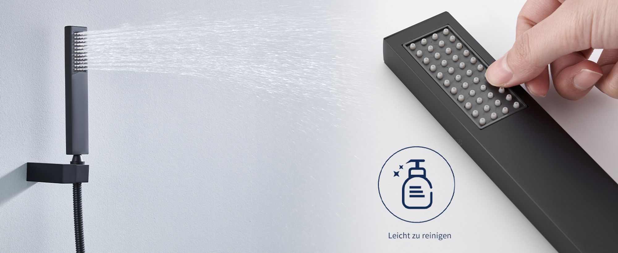 Homelody Wasserfall Badewannenarmatur mit Regal，Wannenarmatur mit Handbrause，Badewanne Armatur Duscharmatur für Bad, Schwarz matt，Komplett Duschset