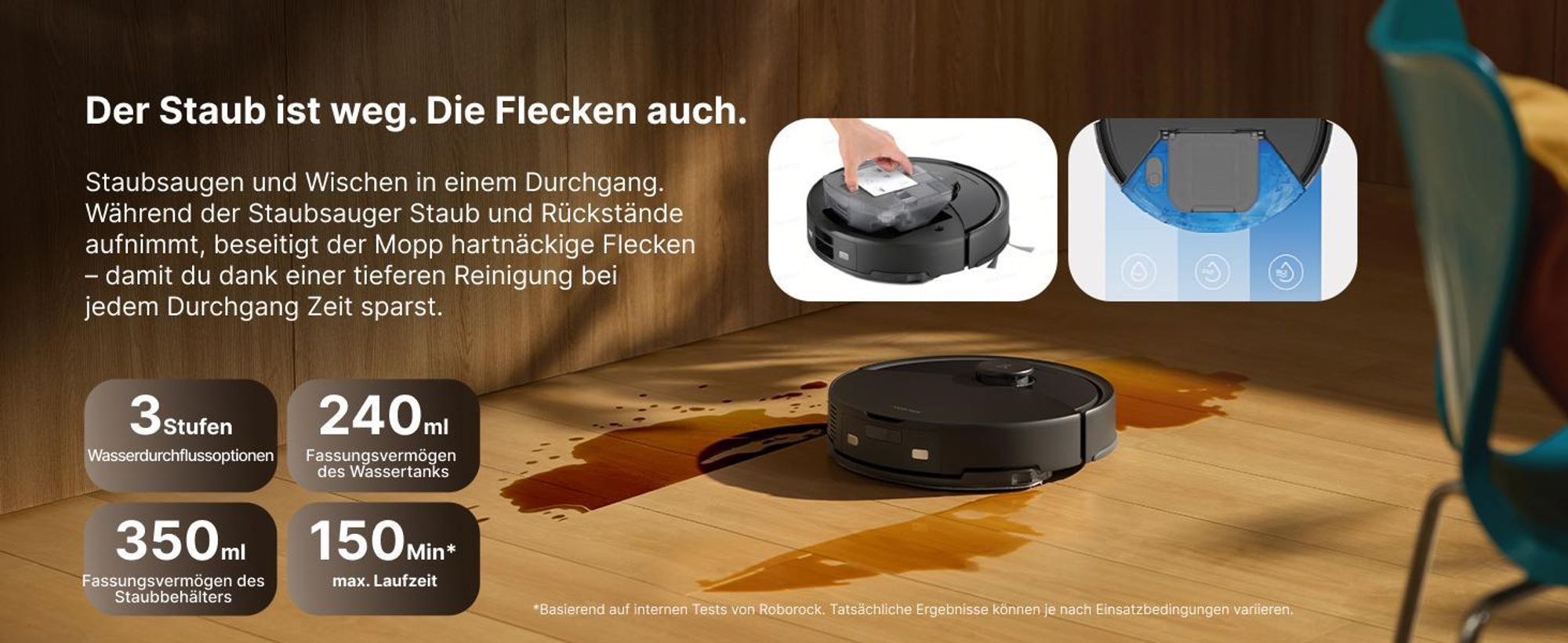 Roborock Q10 PF+ Staubsauger Roboter 10000 Pa (Upgrade von Q8 max+), Dual Anti-Tangle-System, inkl. 1L Bodenreiniger, Selbstentleerende Dock, Schwarz