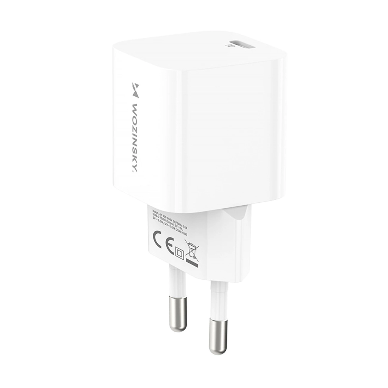 Wozinsky CMWCS USB-C PD 20W Wandladegerät auf weißem Hintergrund