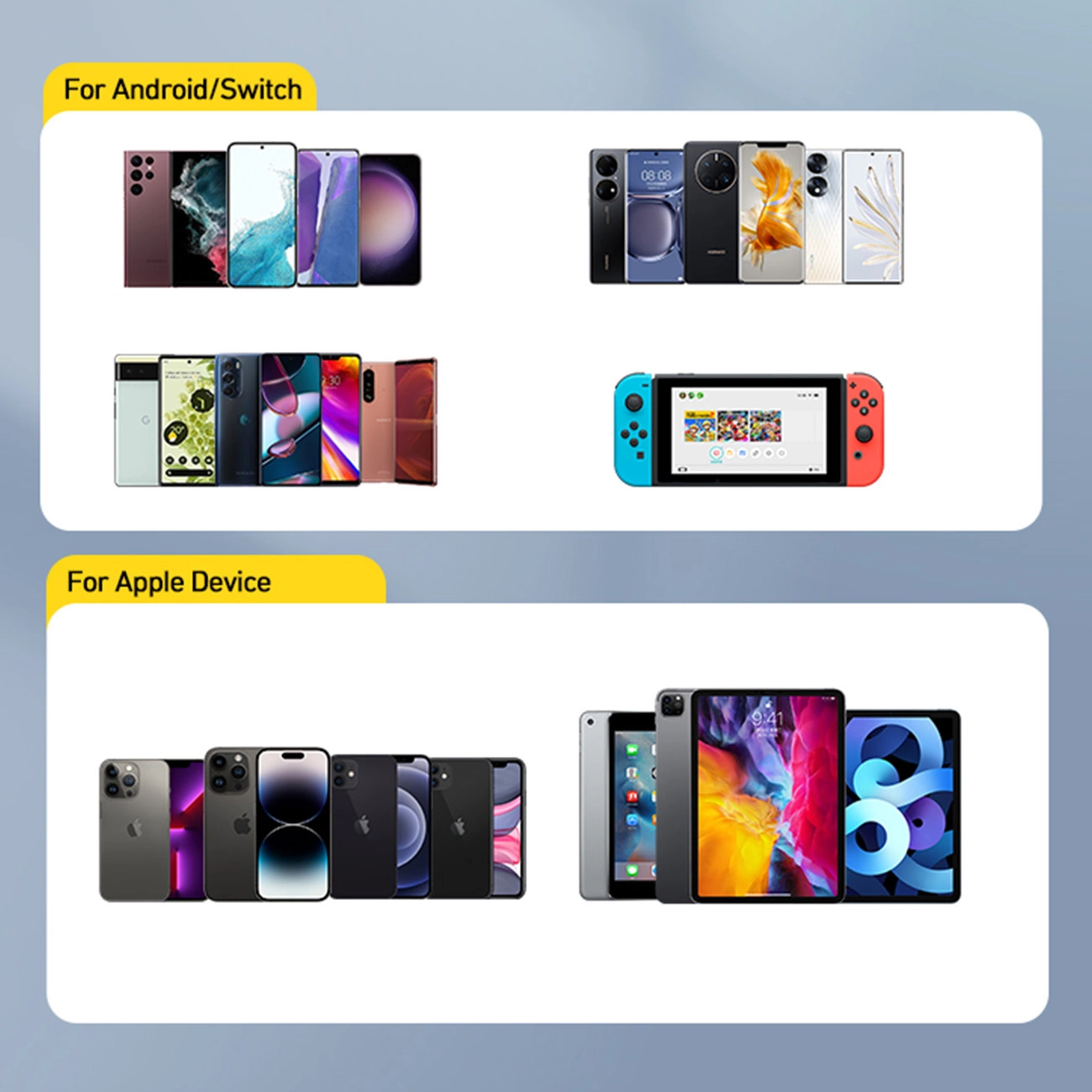 Eine breite Palette von Geräten ist mit dem Wozinsky WGWCW-Wandladegerät mit USB-A- und USB-C-Anschlüssen und einer Leistung von bis zu 20 W kompatibel