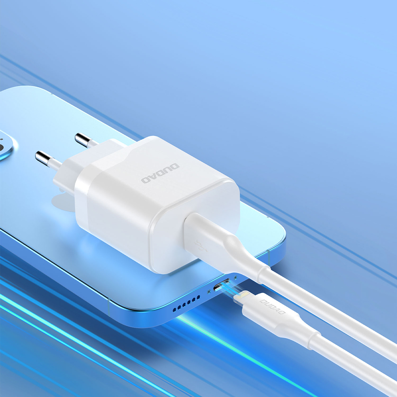 Telefon wird mit dem Dudao A20EU-Netzteil geladen