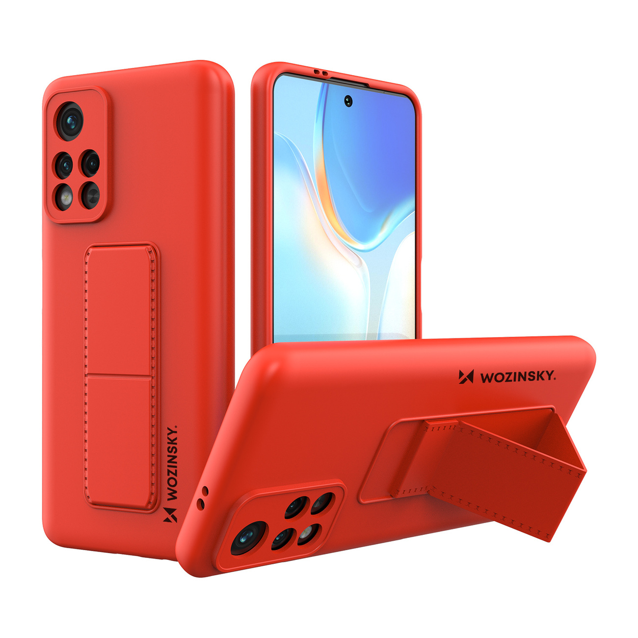 Custodia in silicone Wozinsky Kickstand - Custodia per Xiaomi Poco M4 Pro 5G - Rossa
