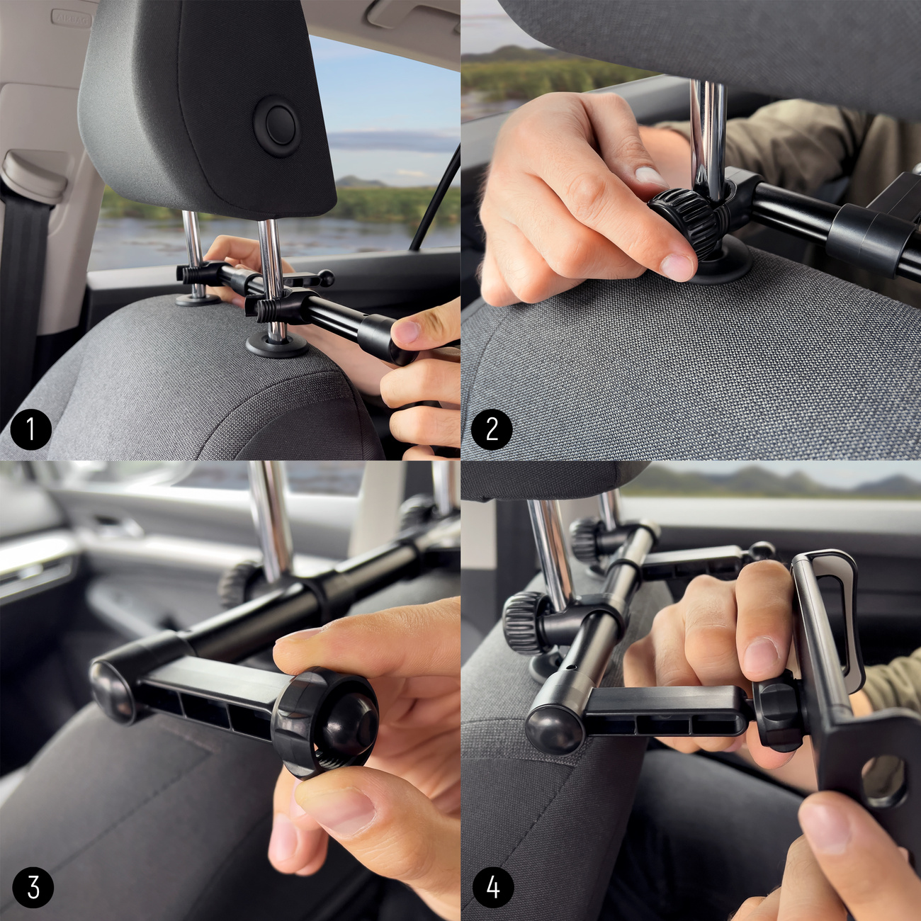 Système de montage de support de téléphone de voiture double pour appuie-tête Wozinsky WTHBK1