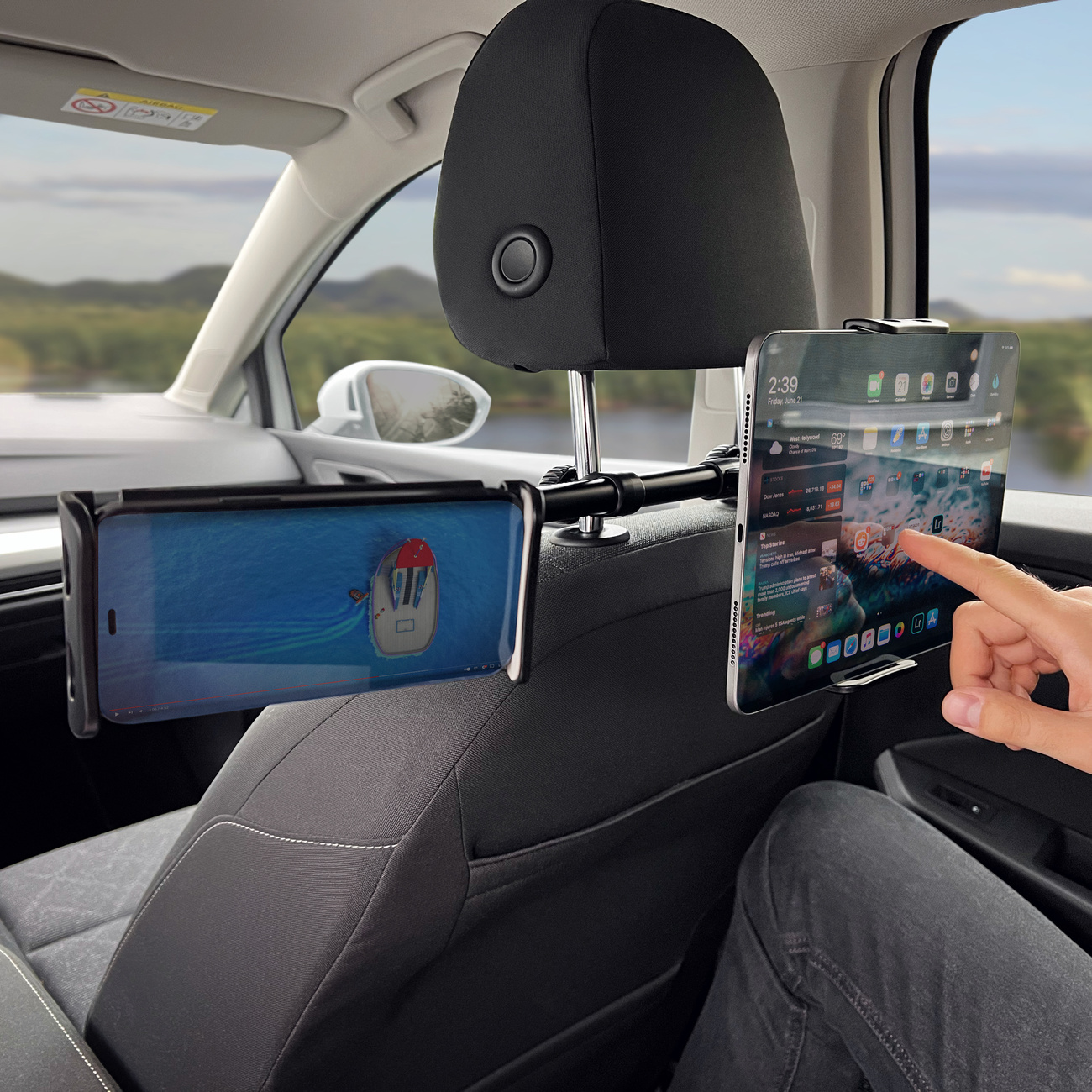 Support de téléphone de voiture double Wozinsky WTHBK1 avec tablette et téléphone montés