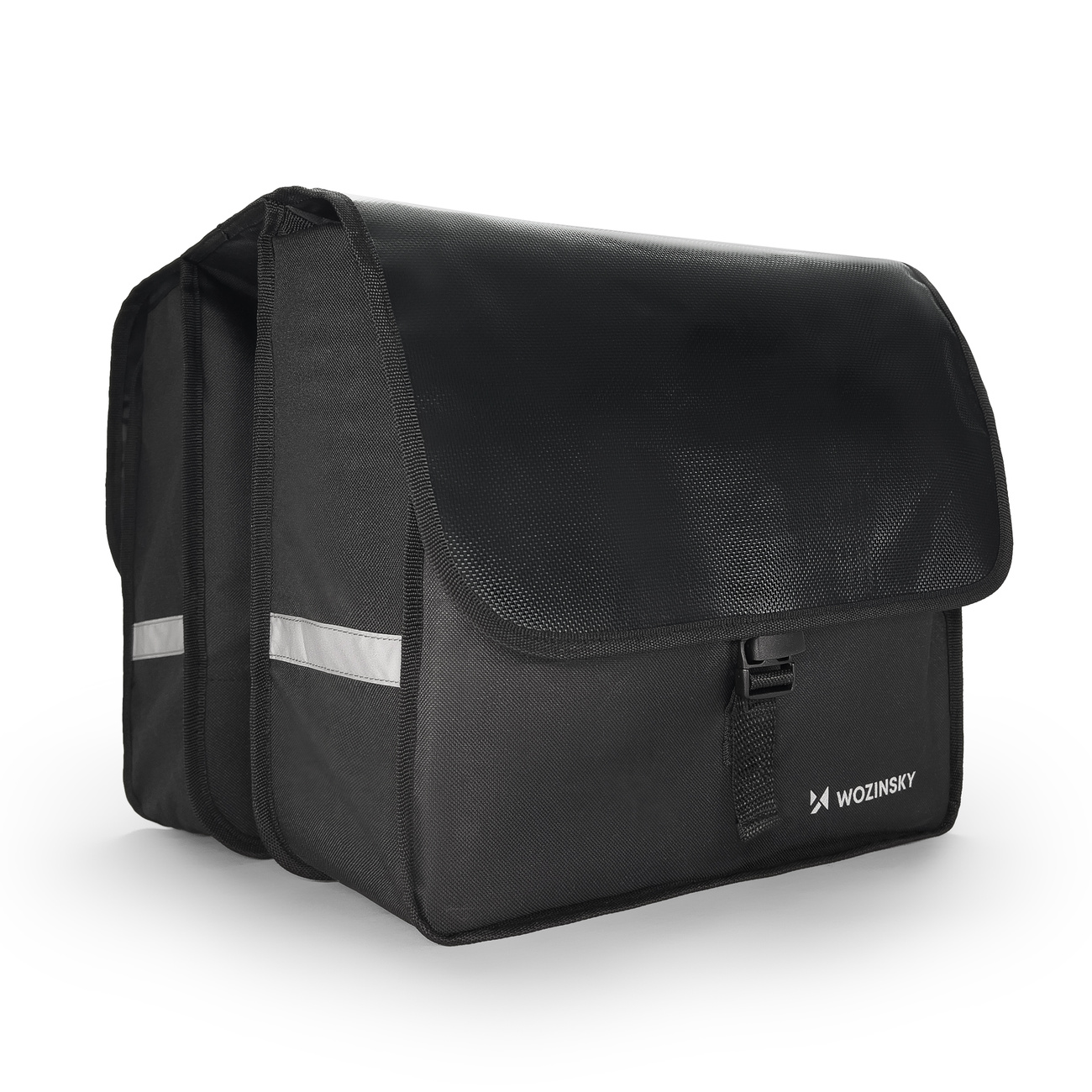 Seiten- und Rückansicht der Wozinsky WBB34BK Doppelfahrradtasche für den Gepäckträger