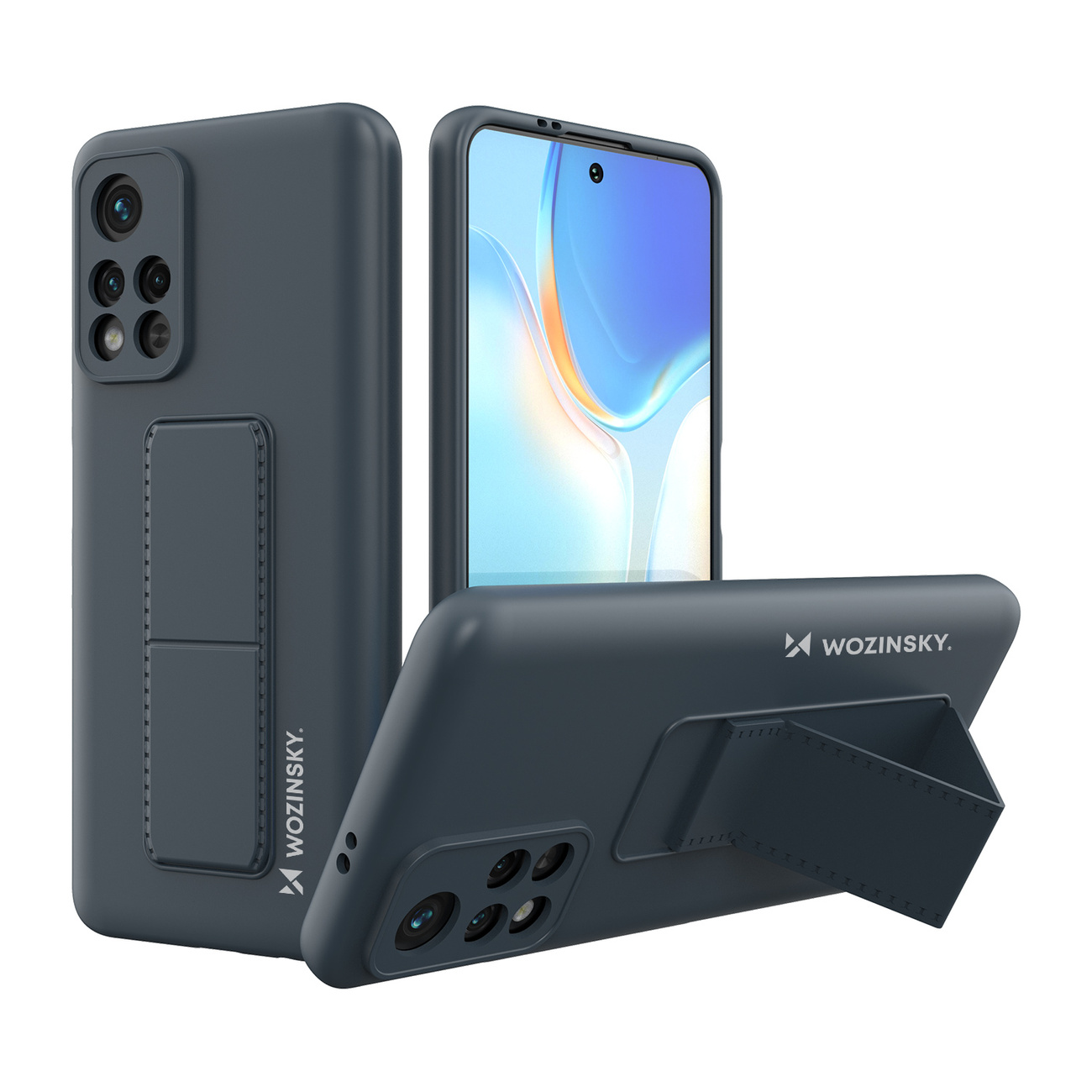 Étui en silicone avec béquille Wozinsky - Xiaomi Poco M4 Pro 5G - Bleu marine