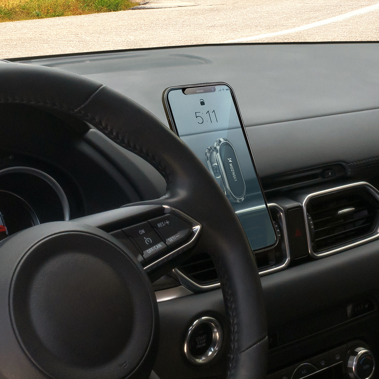 Soporte para teléfono de salpicadero Wozinsky WMH-06 montado en varios lugares del coche: cabina, puertas, espacio entre los asientos