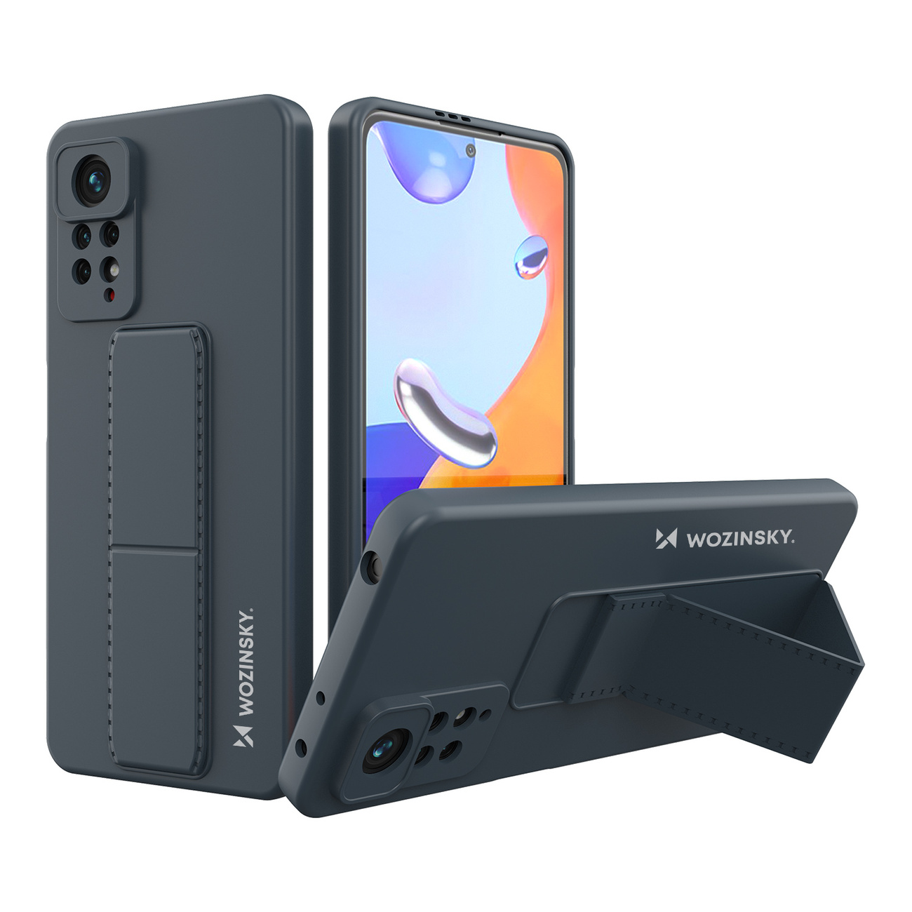 Custodia in silicone Wozinsky Kickstand - Custodia per Xiaomi Poco X4 Pro 5G - Blu navy