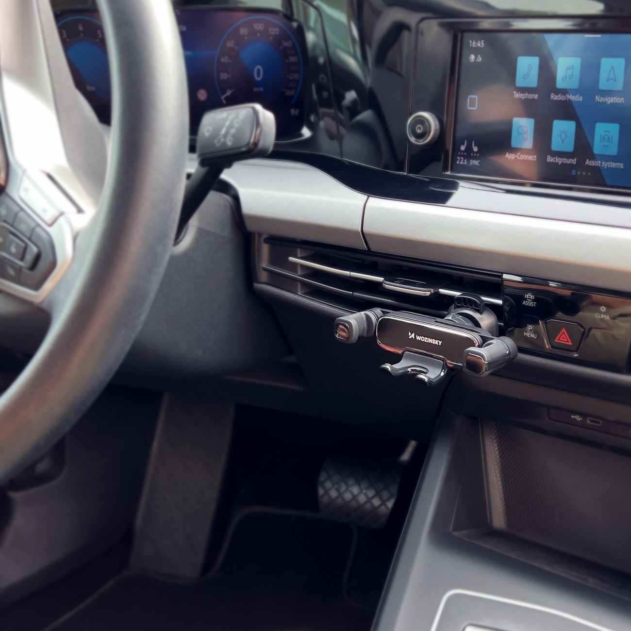 Soporte de teléfono compacto por gravedad para parrilla de coche Wozinsky WCHBK7