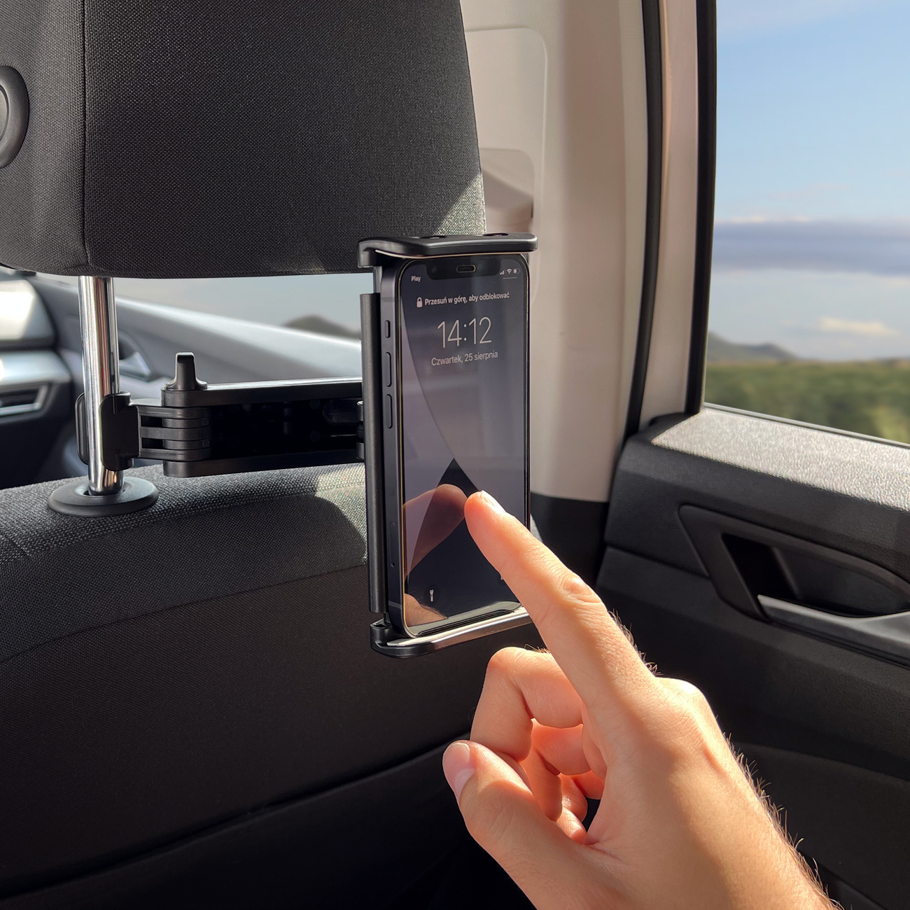 Wozinsky WTHBK3 verstellbare Kopfstützenhalterung für Tablet oder Smartphone bei Montage an der Autokopfstütze