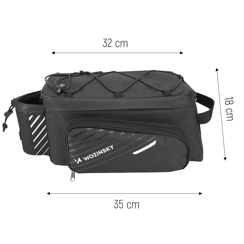 Abmessungen der Wozinsky WBB22BK Fahrradtasche mit Gurt