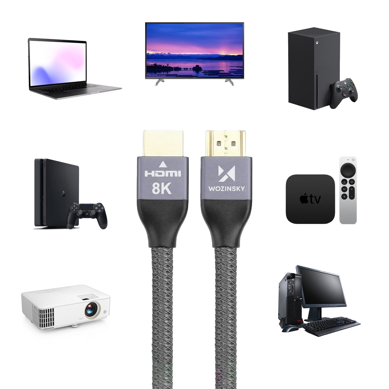 El cable HDMI 2.1 de Wozinsky le permite conectar un televisor, consola, tableta, computadora portátil