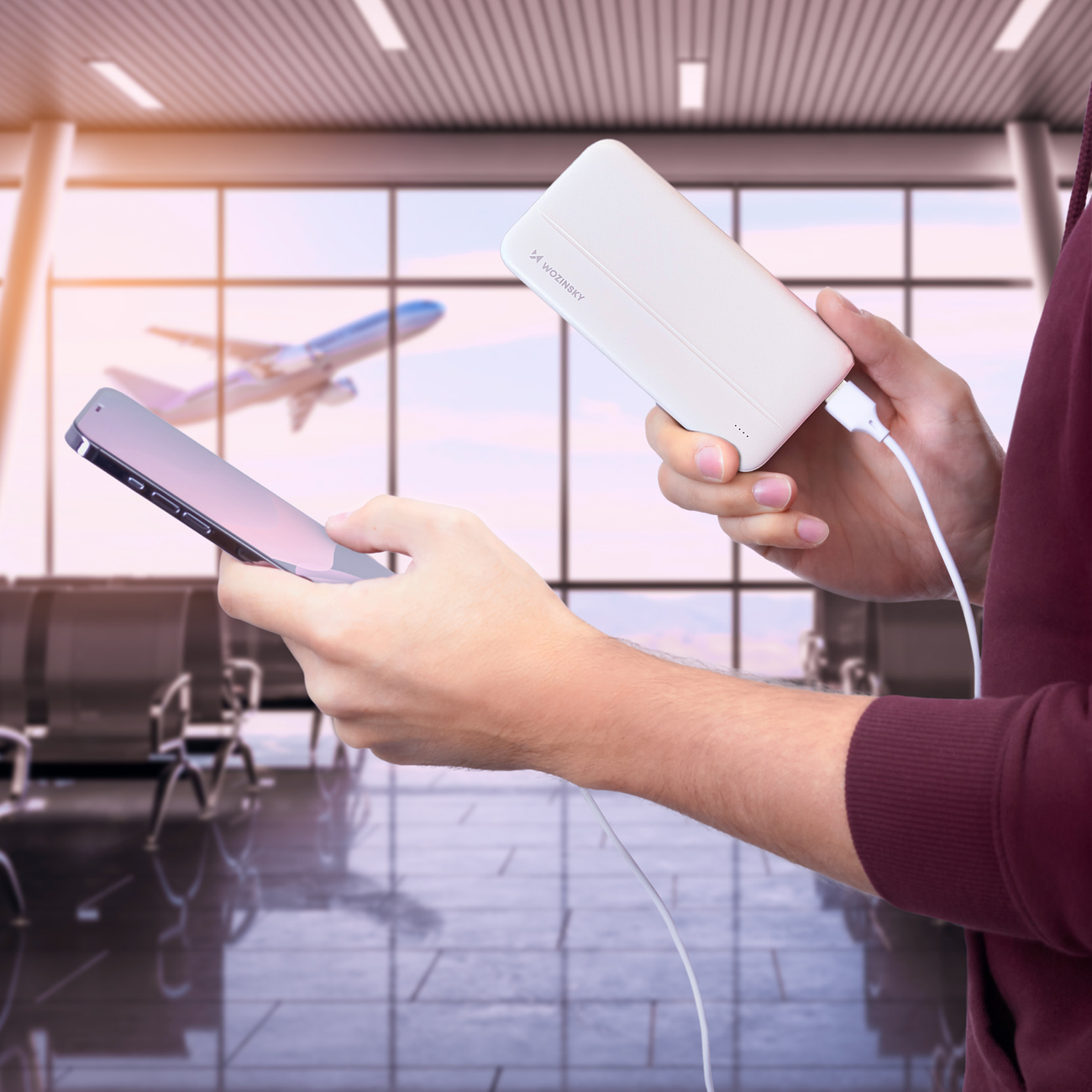 Batería externa Wozinsky WPBWE1 de 10000 mAh, perfecta para llevar a bordo de un avión