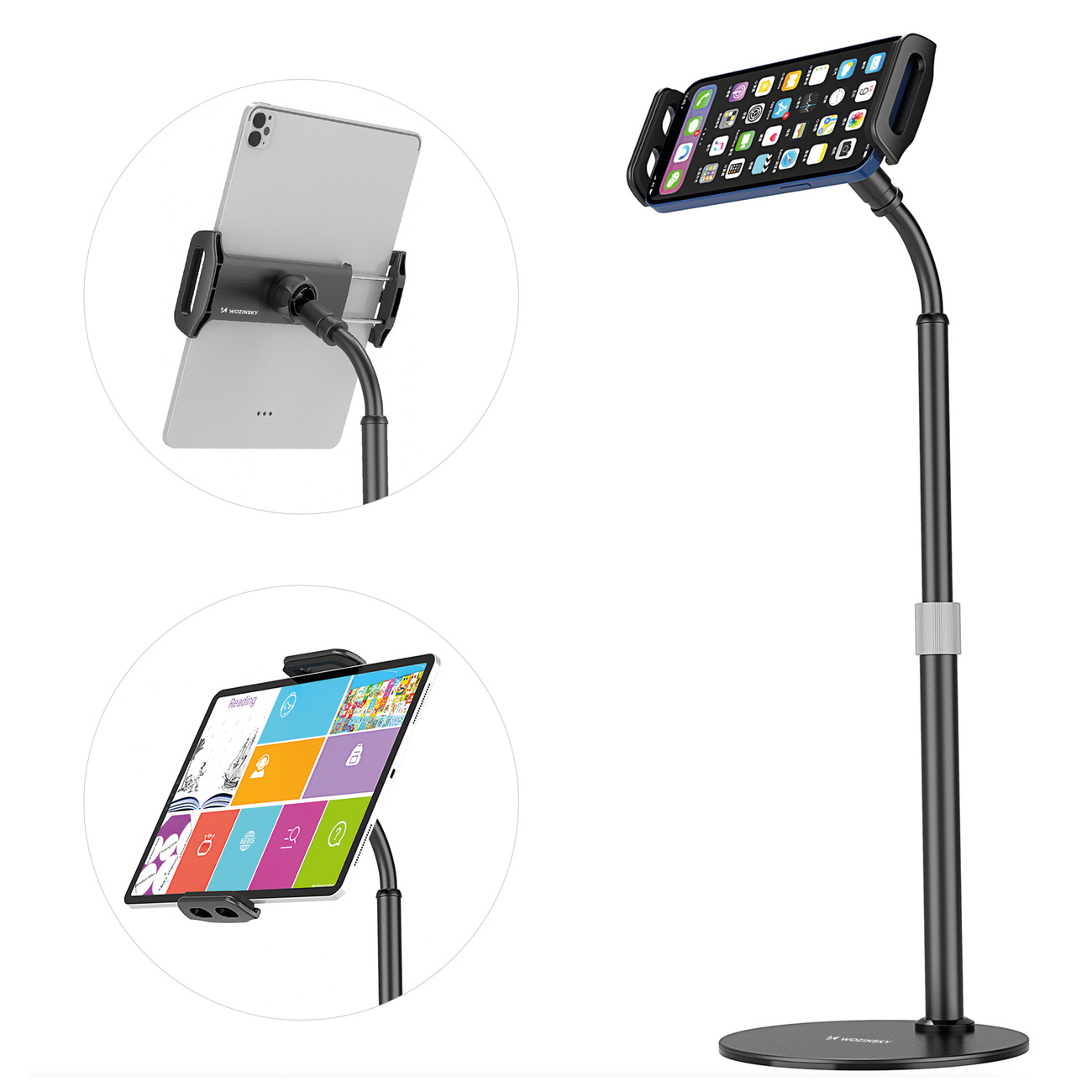Supporto da scrivania Wozinsky WTHBK4 per tablet e telefono con compatibilità da 4,7 a 11 pollici