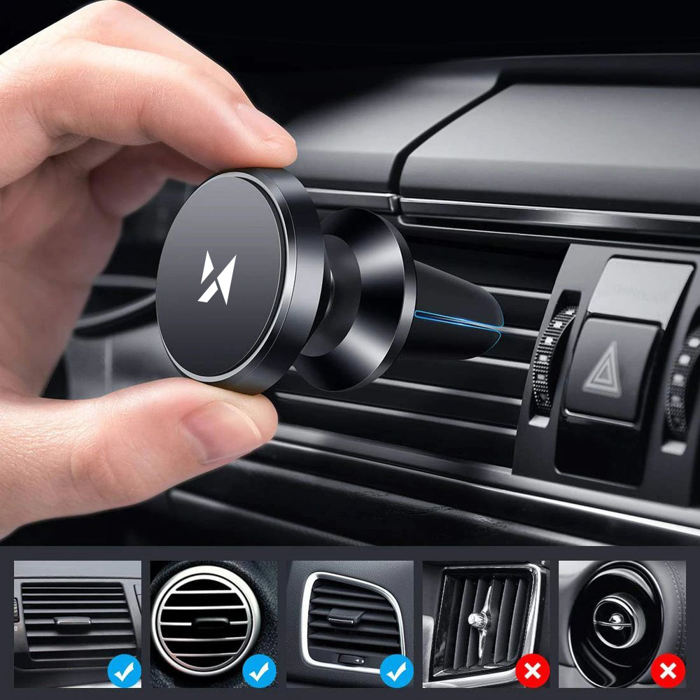 Metodo di montaggio del supporto magnetico Wozinsky WMH-04 sulla griglia dell'auto