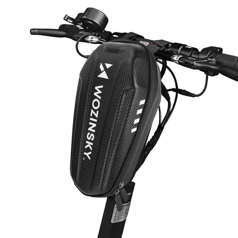 Sacoche de guidon Wozinsky WSB4BK montée sur le scooter