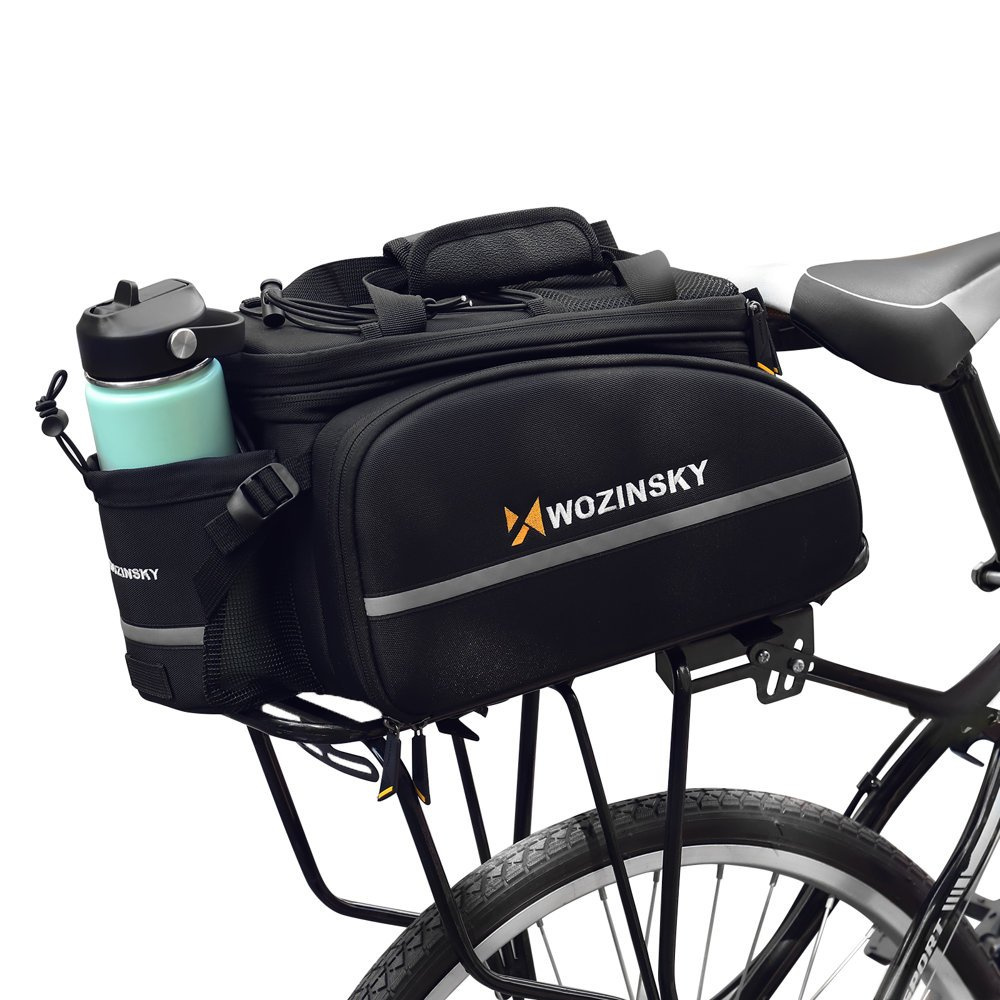 Wozinsky WBB19BK große Fahrradgepäckträgertasche am Gepäckträger montiert