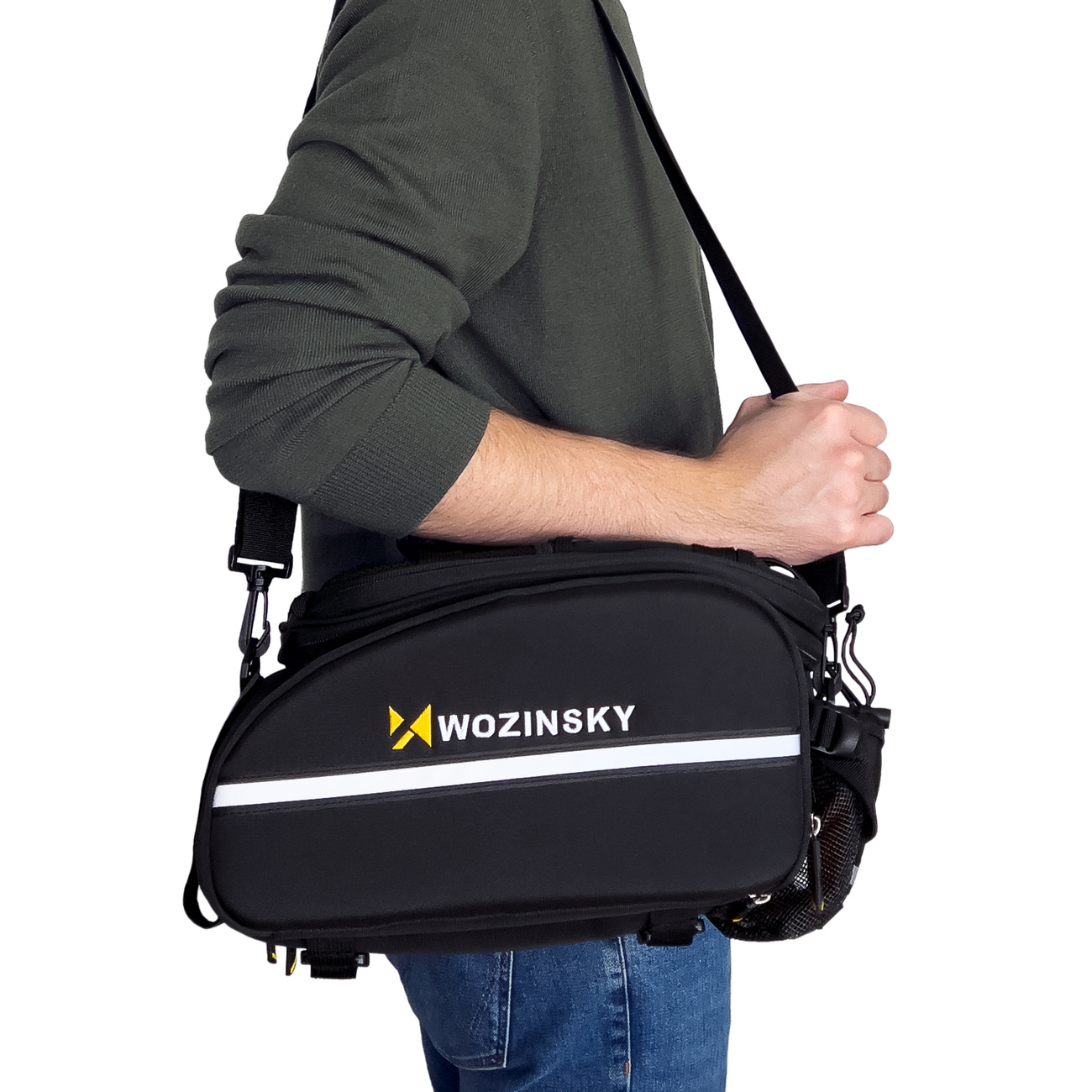 Borsa da bicicletta Wozinsky WBB19BK con opzione di trasporto a tracolla