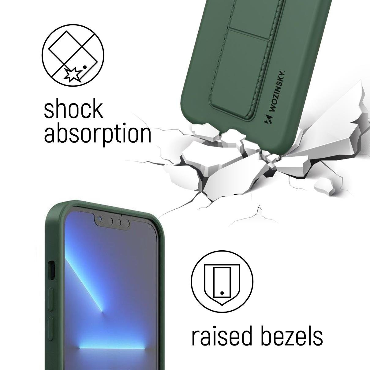 Stoßfeste Silikonhülle mit Ständer Wozinsky Kickstand Case