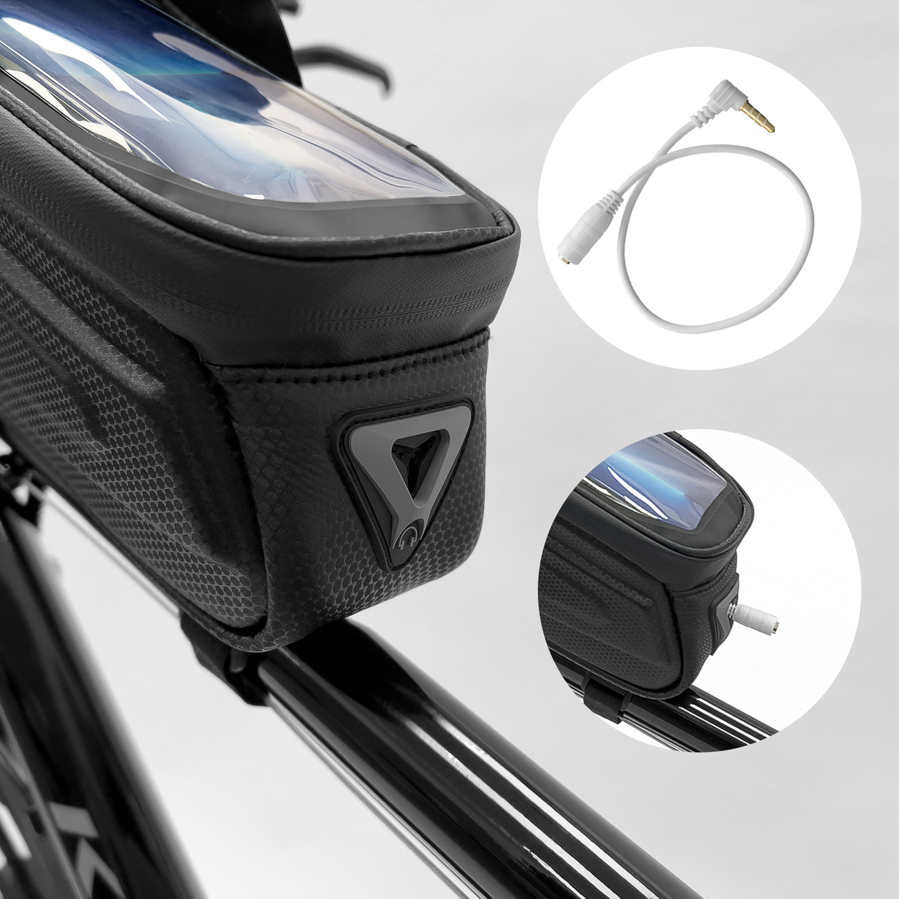 Cavo incluso con la borsa da telaio per bicicletta Wozinsky WBB28BK con custodia per telefono