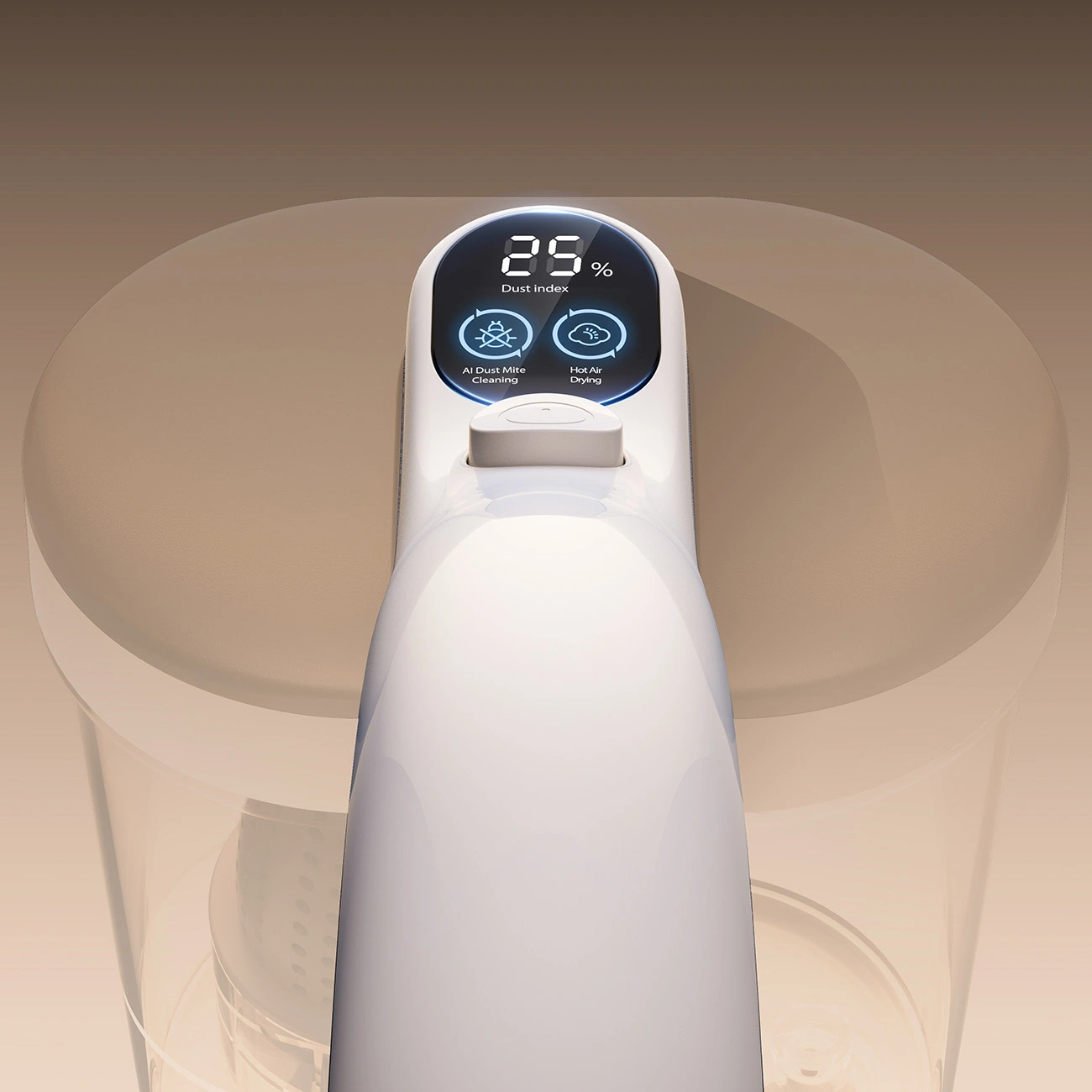 L'aspirateur UWANT est équipé d'un capteur d'acariens qui indique le niveau de contamination.