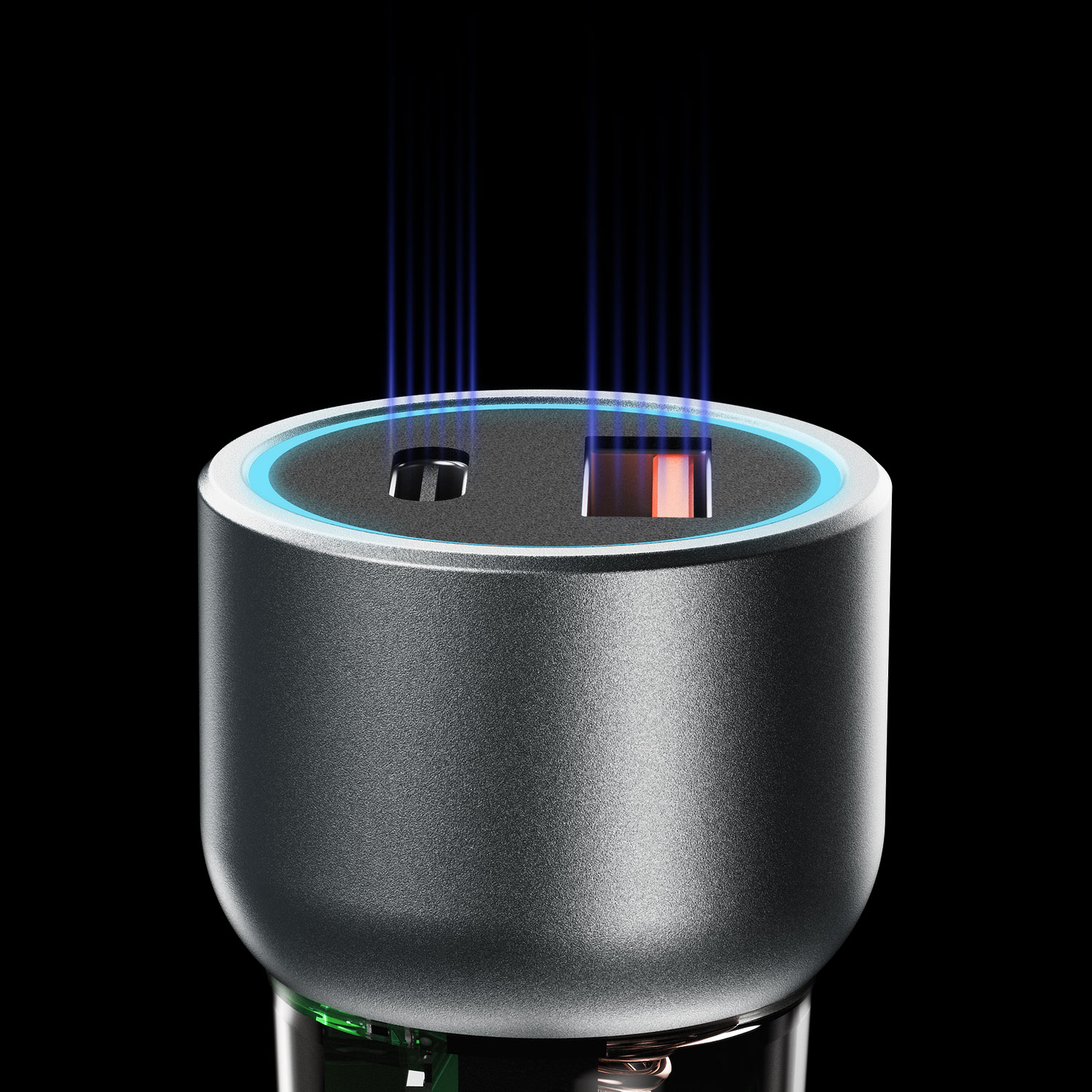 Porte USB-A e USB-C integrate nel caricabatterie da auto Dudao R4T da 30 W