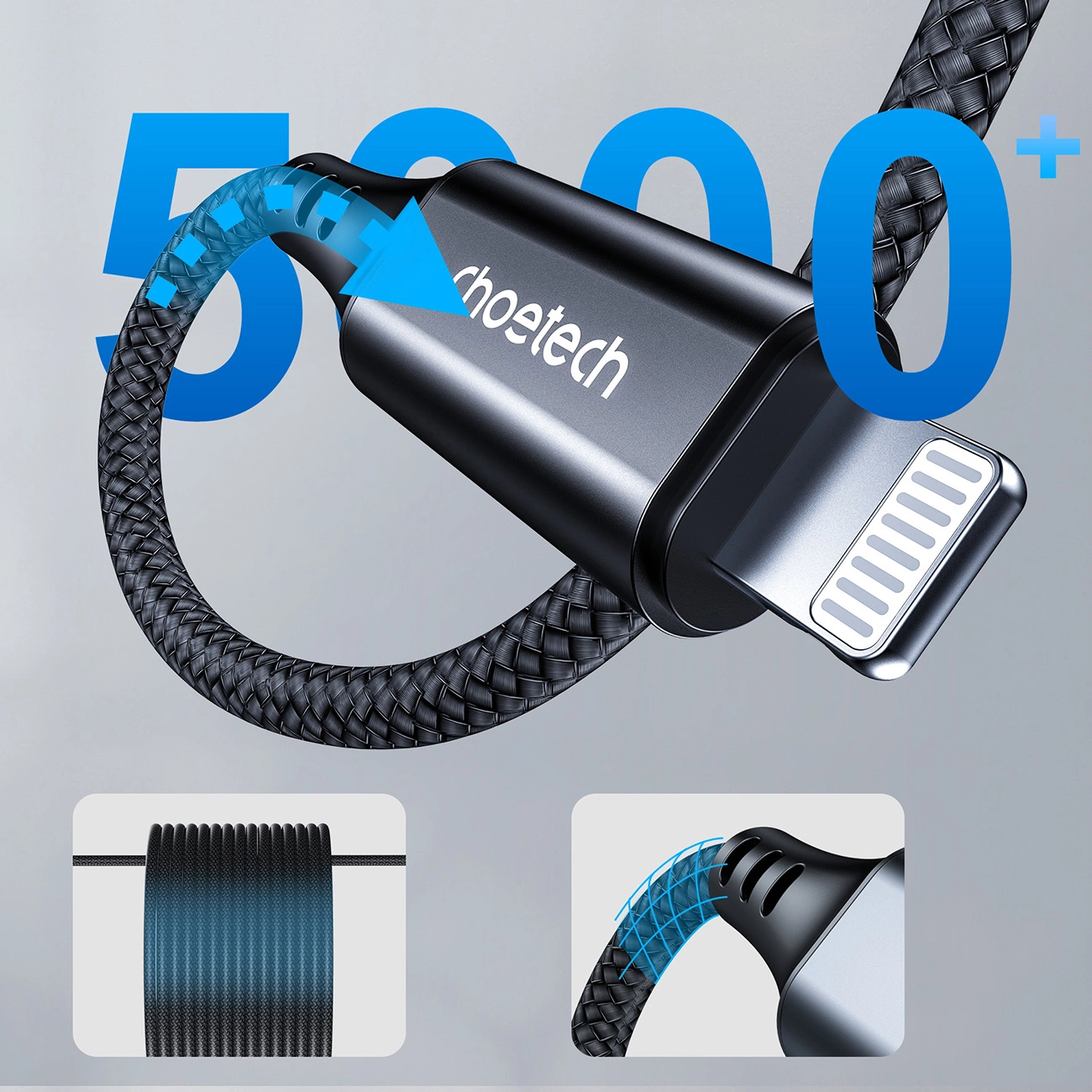 Cavo curvo Choetech AUX009 con dettagli blu