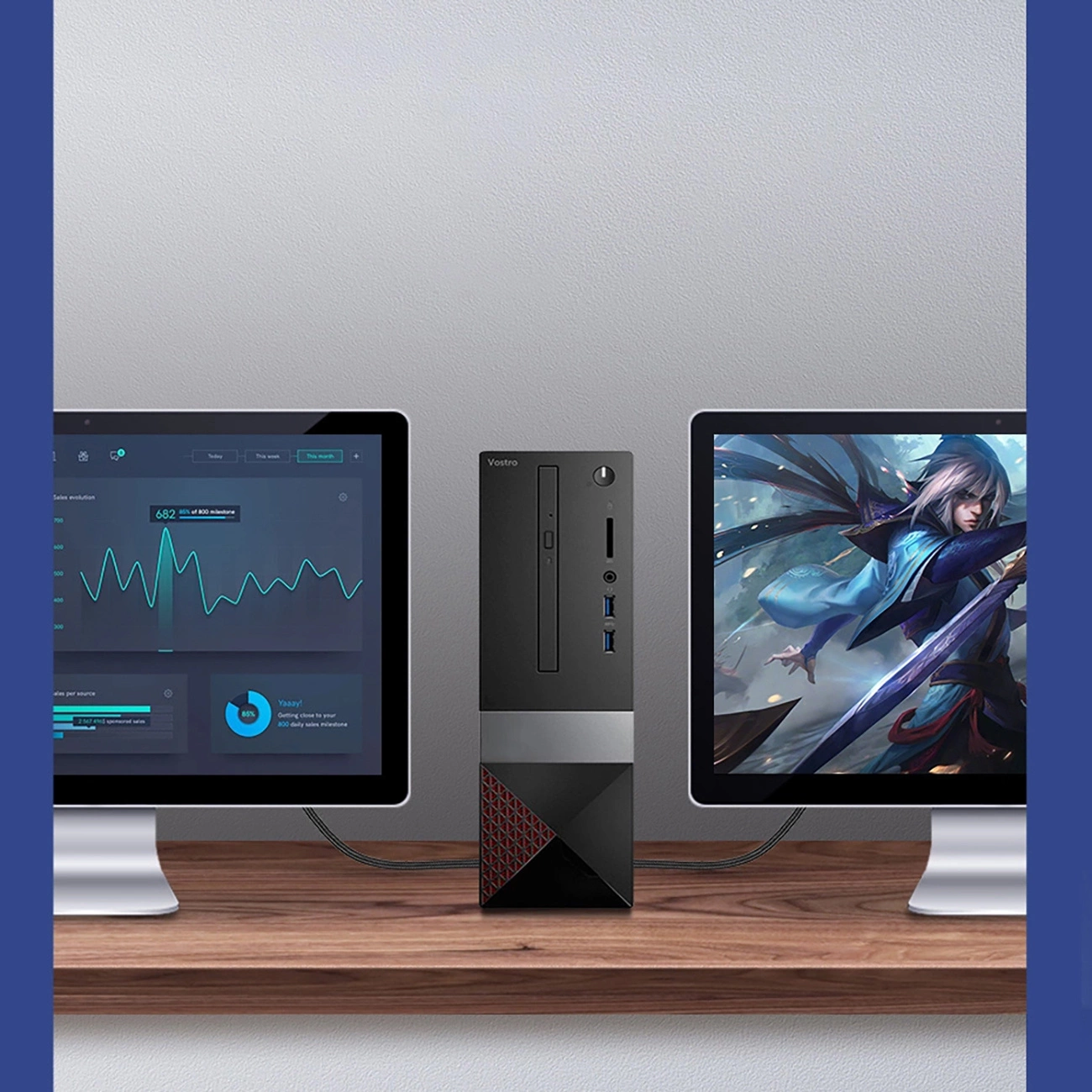 Monitor verbunden mit Computer über Ugreen HD140-Kabel