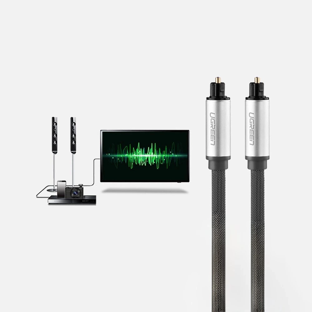 Audiogerät über optisches Ugreen AV108-Kabel mit dem Fernseher verbunden